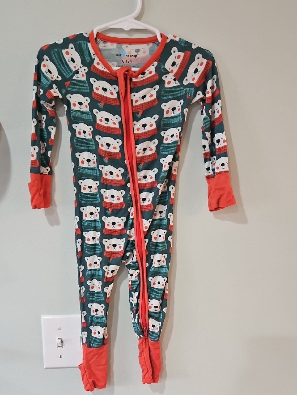 Little One Shop Bamboo Zippy 6-12M Christmas Polar Bear Print